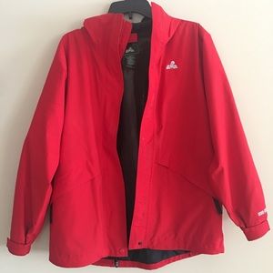 EMS red raincoat